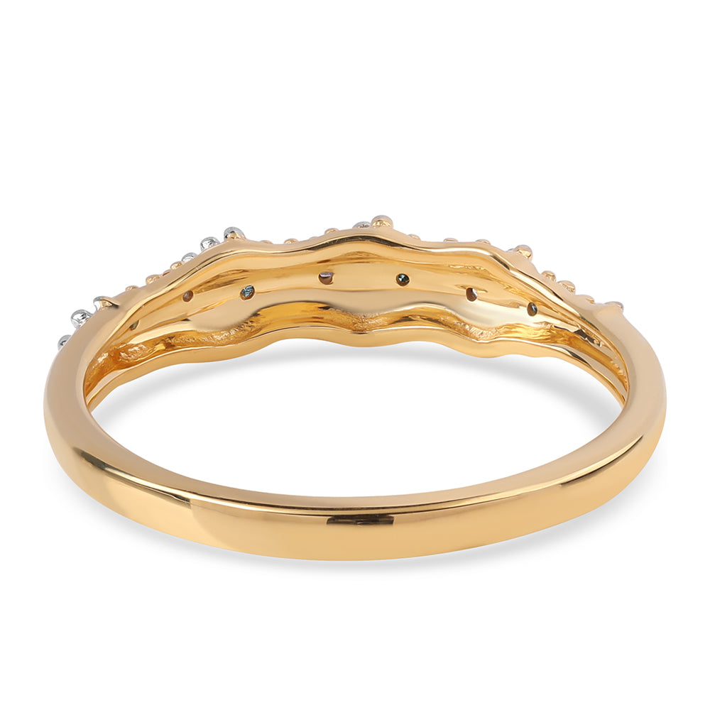 Pozlátený Strieborný Prsteň s Modrým Diamantom a Bielym Diamantom