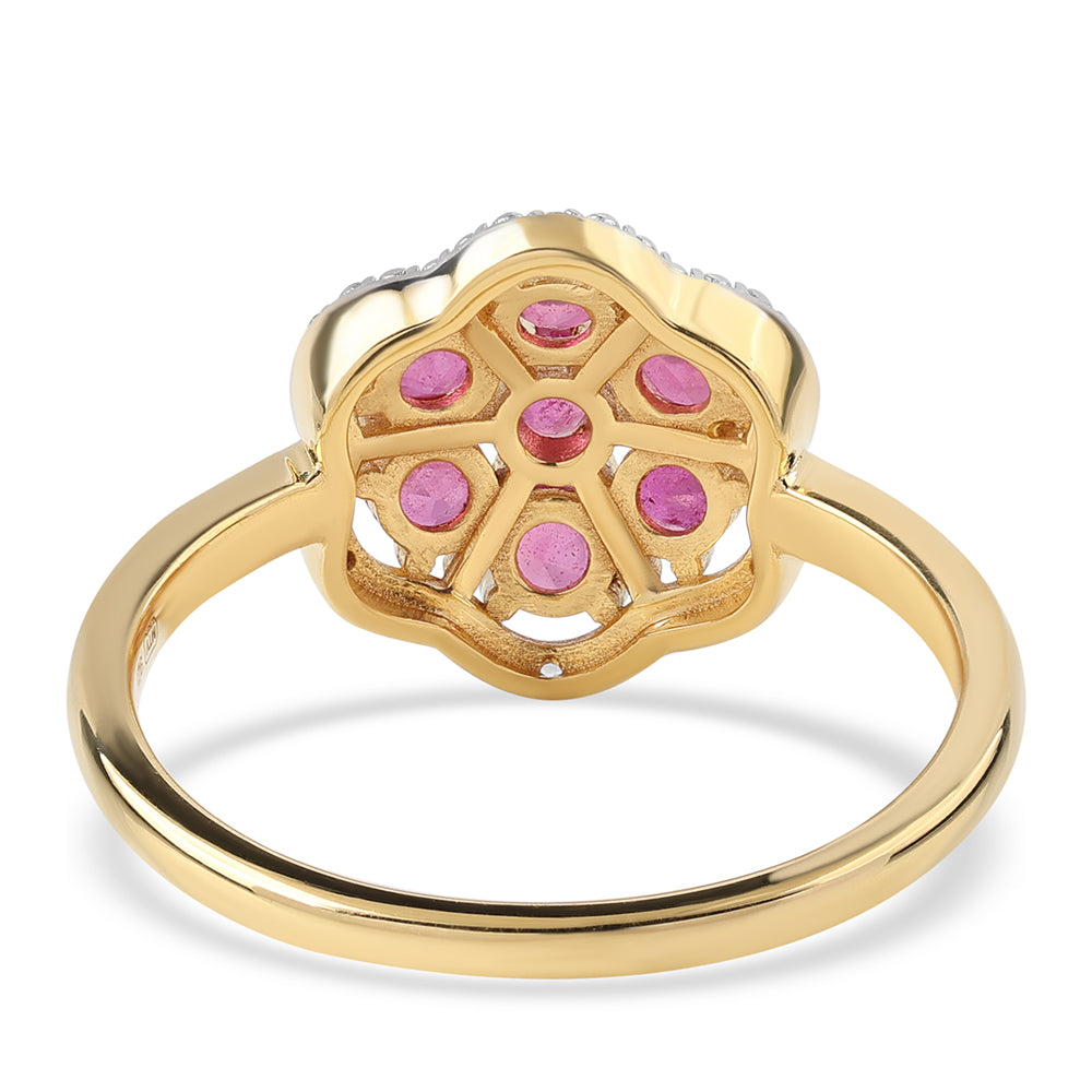 Pozlátený Strieborný Prsteň s Mozambickým Rubínom a Bielym Topásom