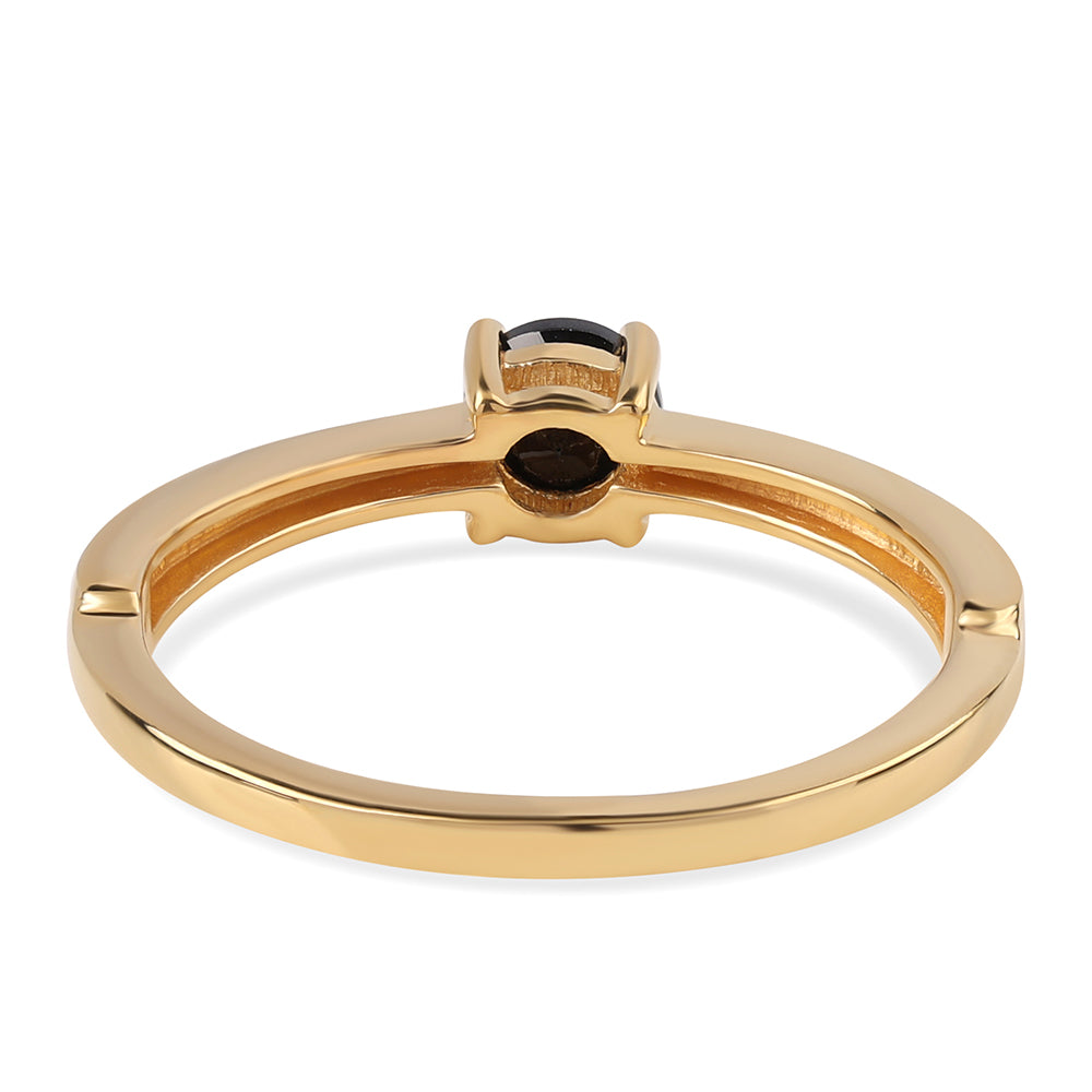 Pozlátený Strieborný Prsteň s Čiernym Spinelom