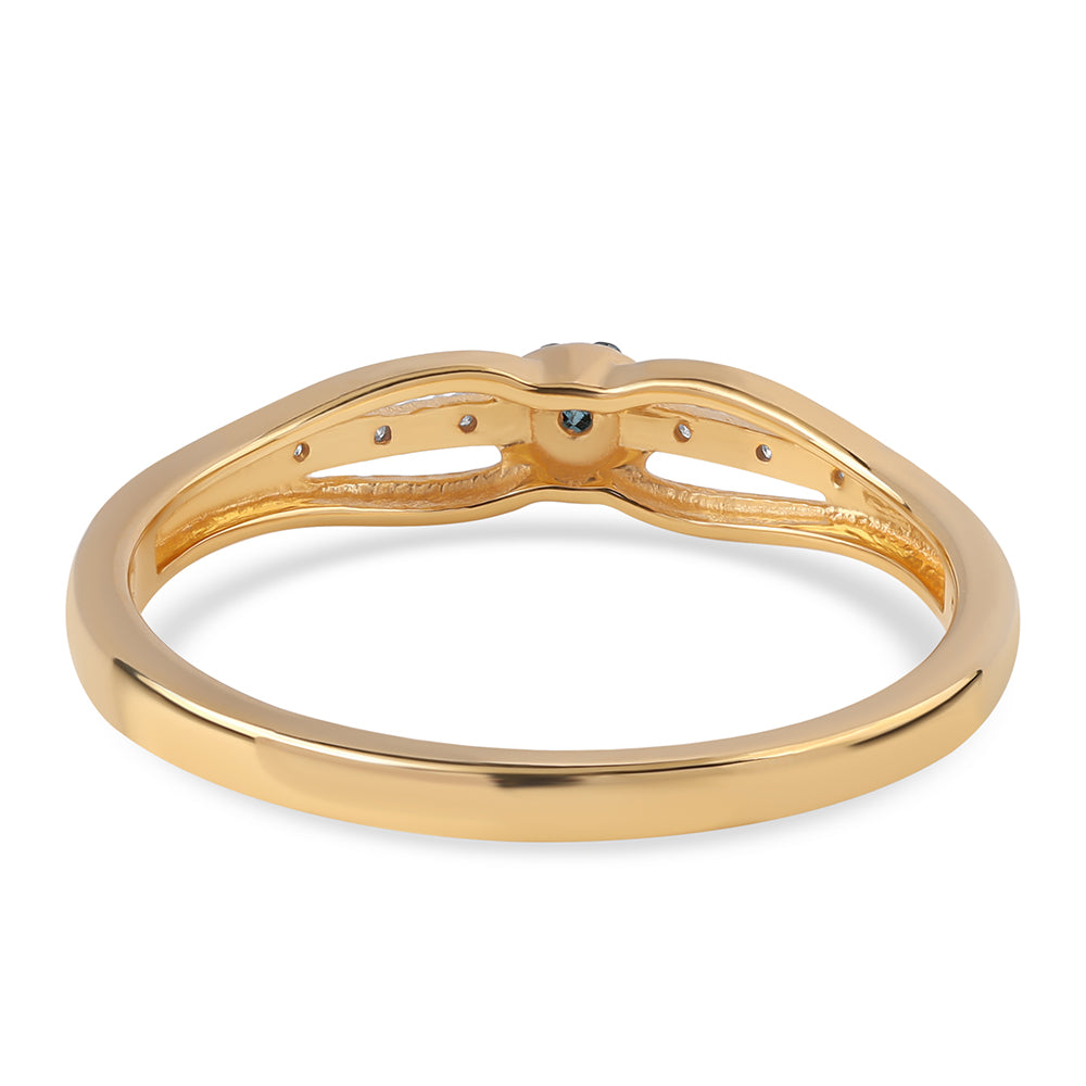 Pozlátený Strieborný Prsteň s Modrým Diamantom a Bielym Diamantom