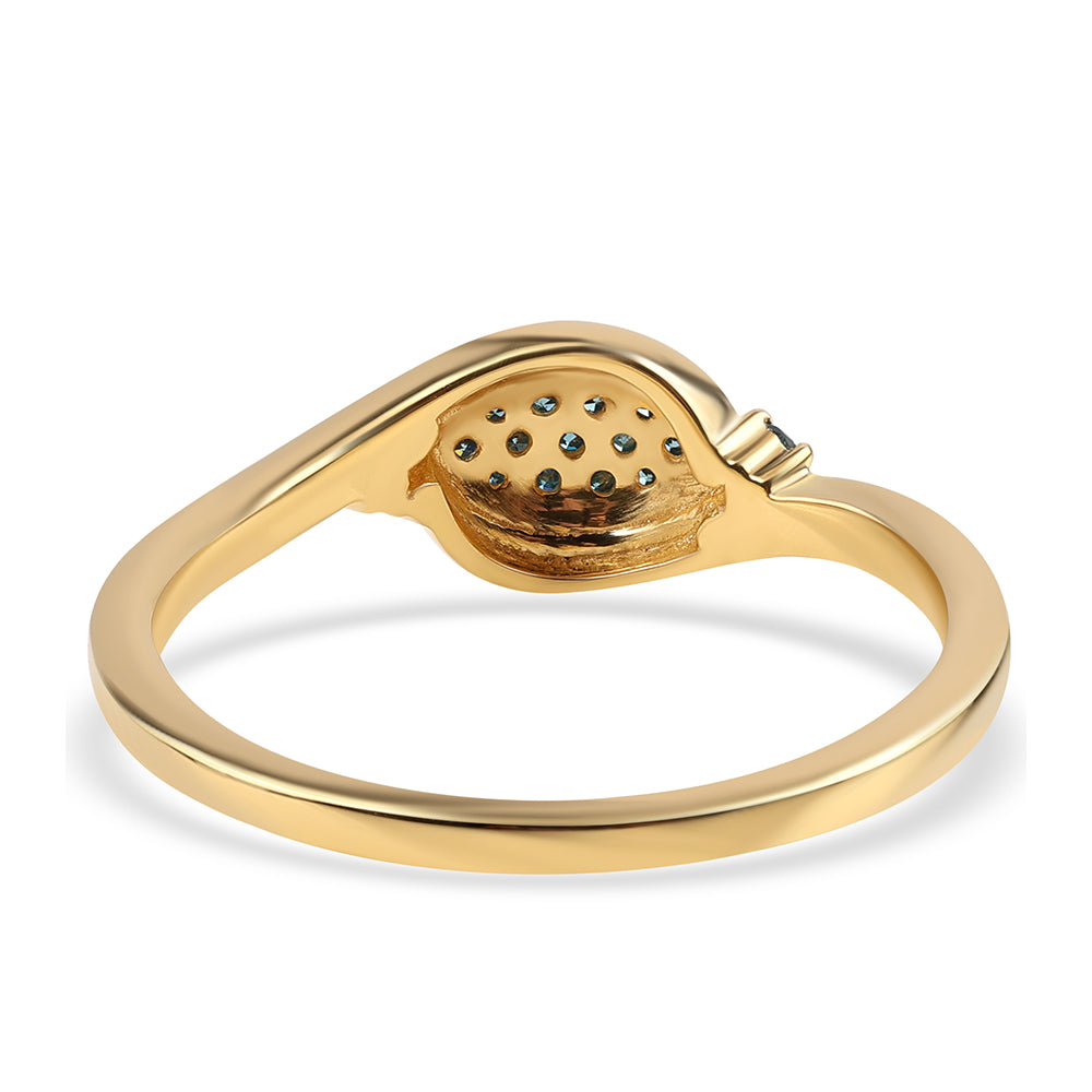 Pozlátený Strieborný Prsteň s Modrým Diamantom