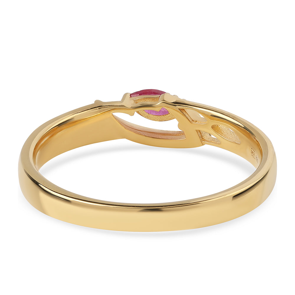 Pozlátený Strieborný Prsteň s Mozambickým Rubínom