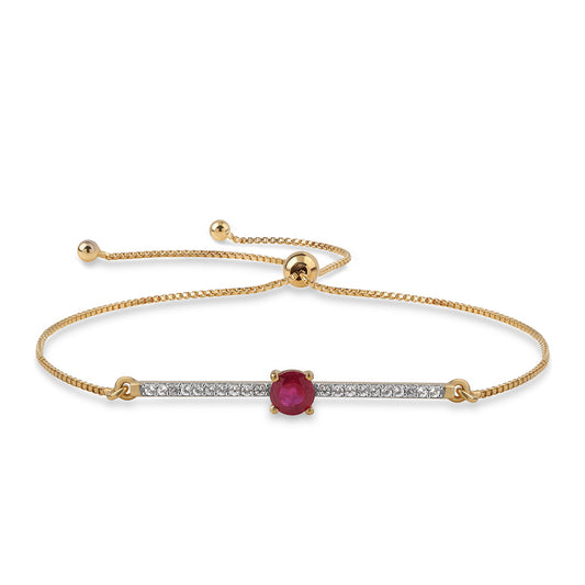 Pozlátený Strieborný Náramok s Mozambickým Rubínom a Bielym Topásom