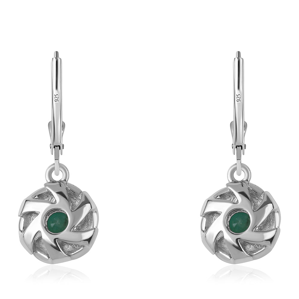 Strieborné Náušnice s Brazílskym Smaragdom