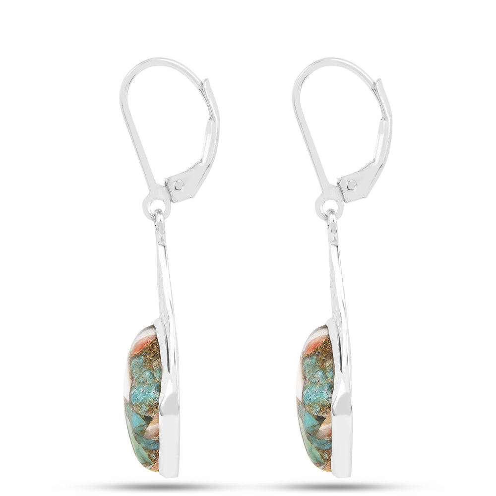 Strieborné Náušnice s Ustricovým Tyrkysom