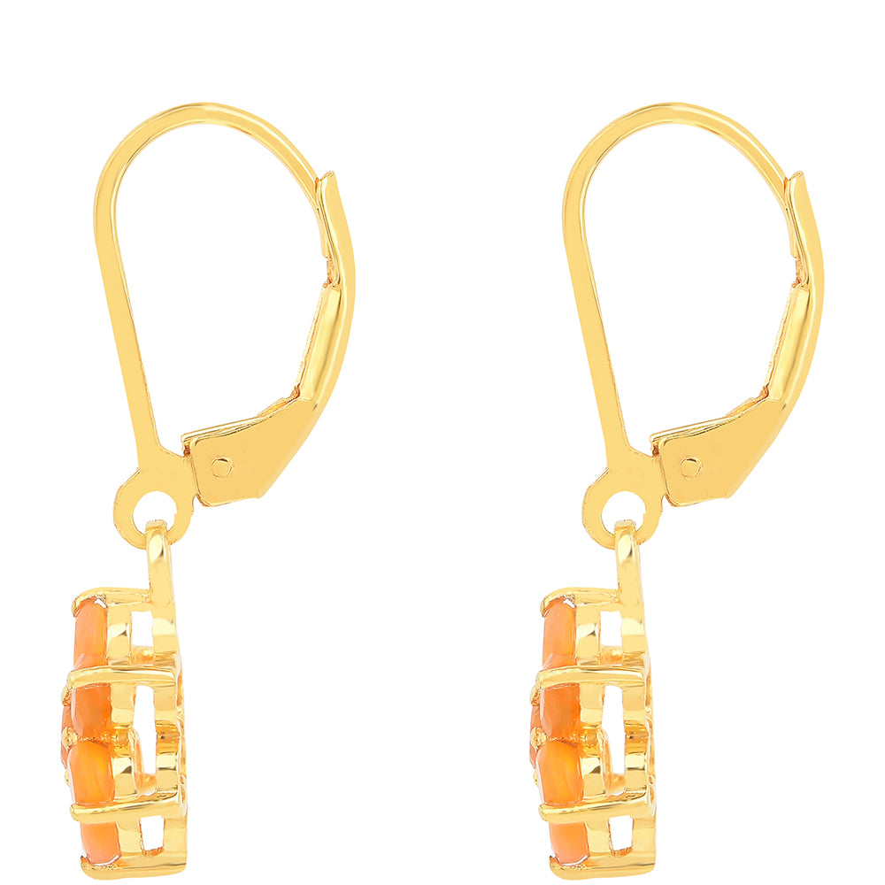 Pozlátené Strieborné Náušnice s Ohnivým Opálom