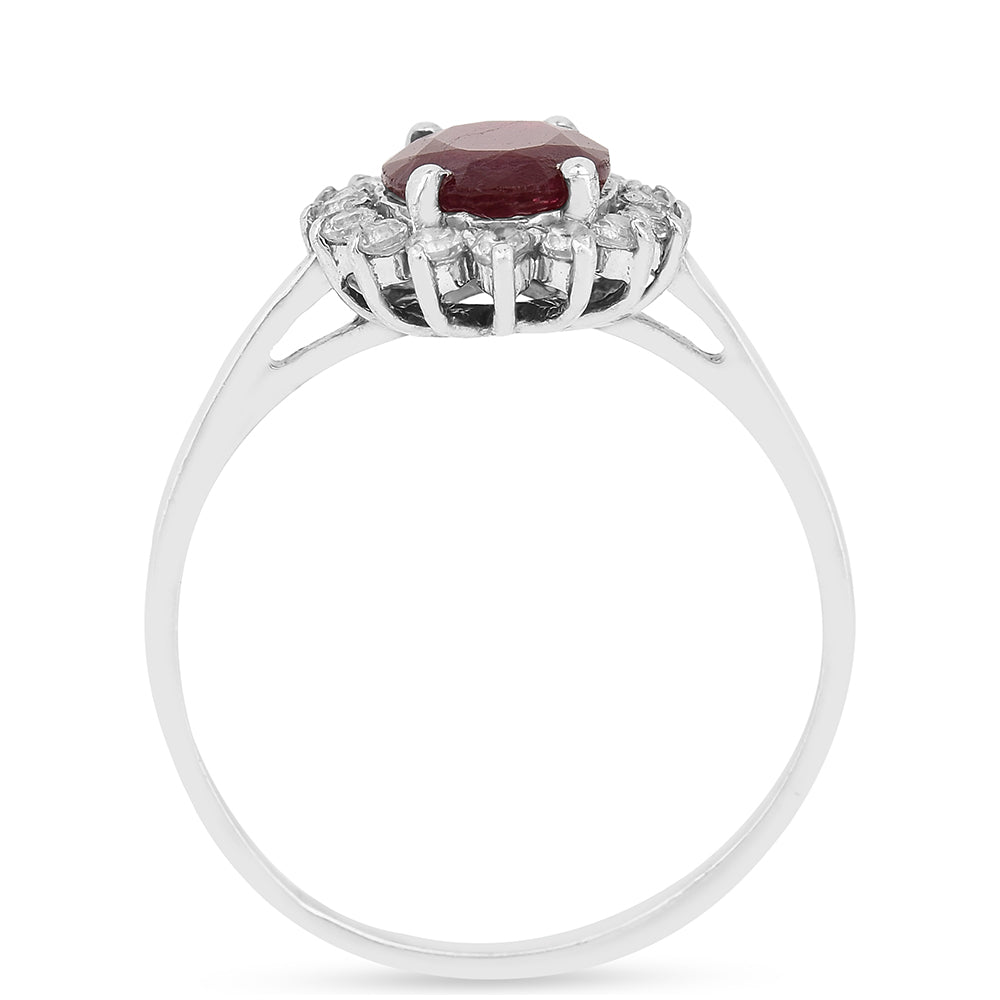 Strieborný Prsteň s Thajským Rubínom a Bielym Zirkónom