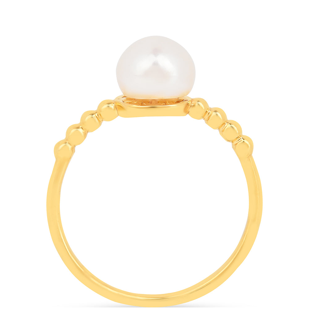 Pozlátený Strieborný Prsteň s S Krémovú Sladkovodnou Perlou