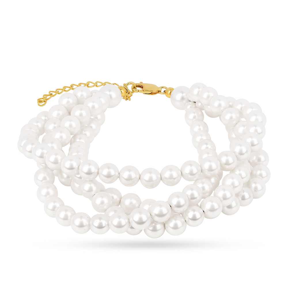 Pozlátený Strieborný Náramok s S Krémovú Sladkovodnou Perlou