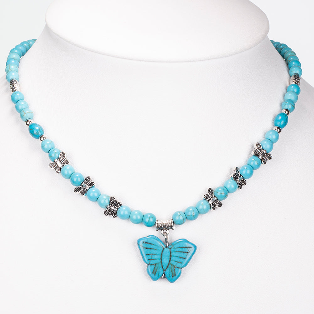 Pozlátené Zliatinové Sada s Tyrkysom ( Náhrdelník+Náramok )