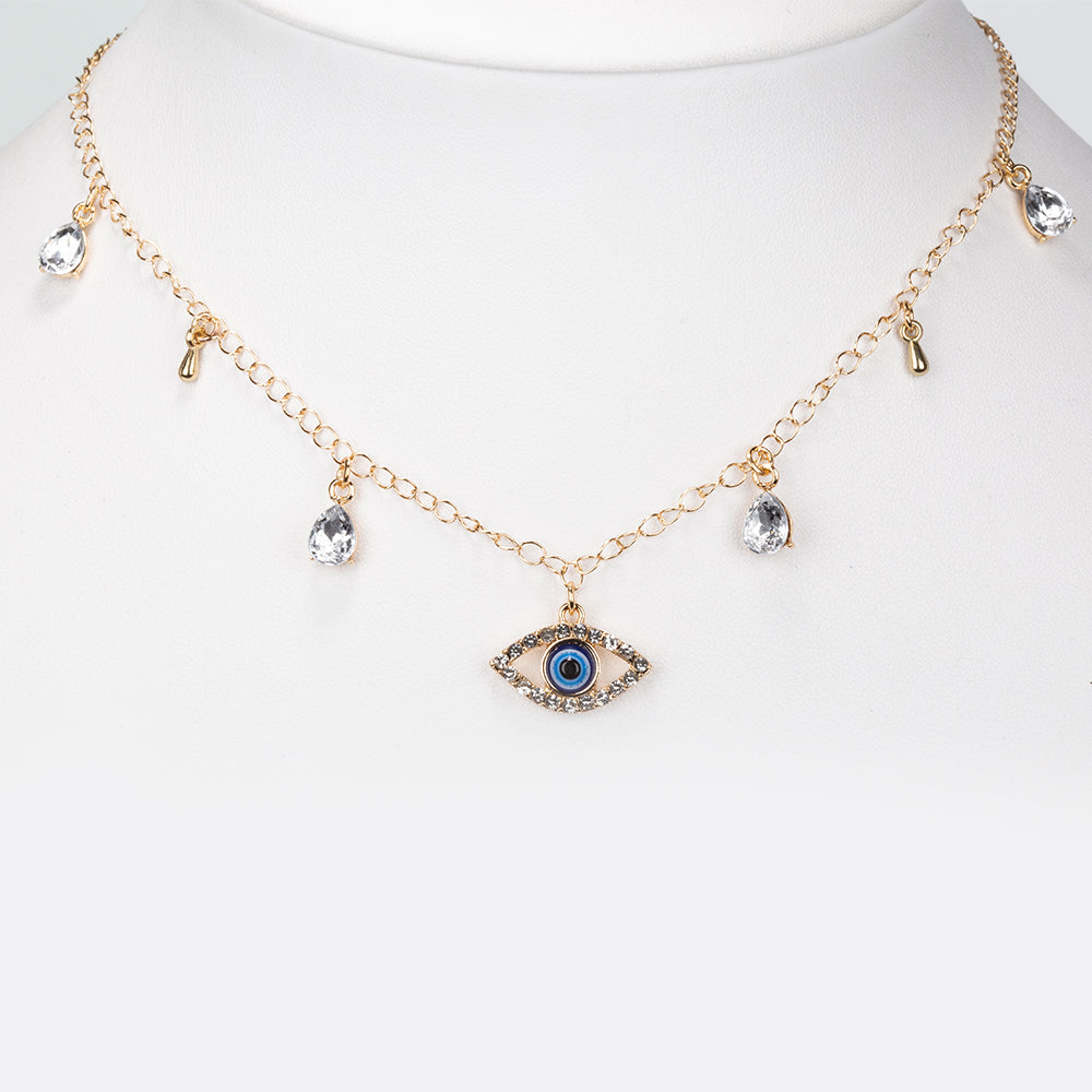 Pozlátený Zliatinový Náhrdelník s Bielym Emporia® Krištáľom