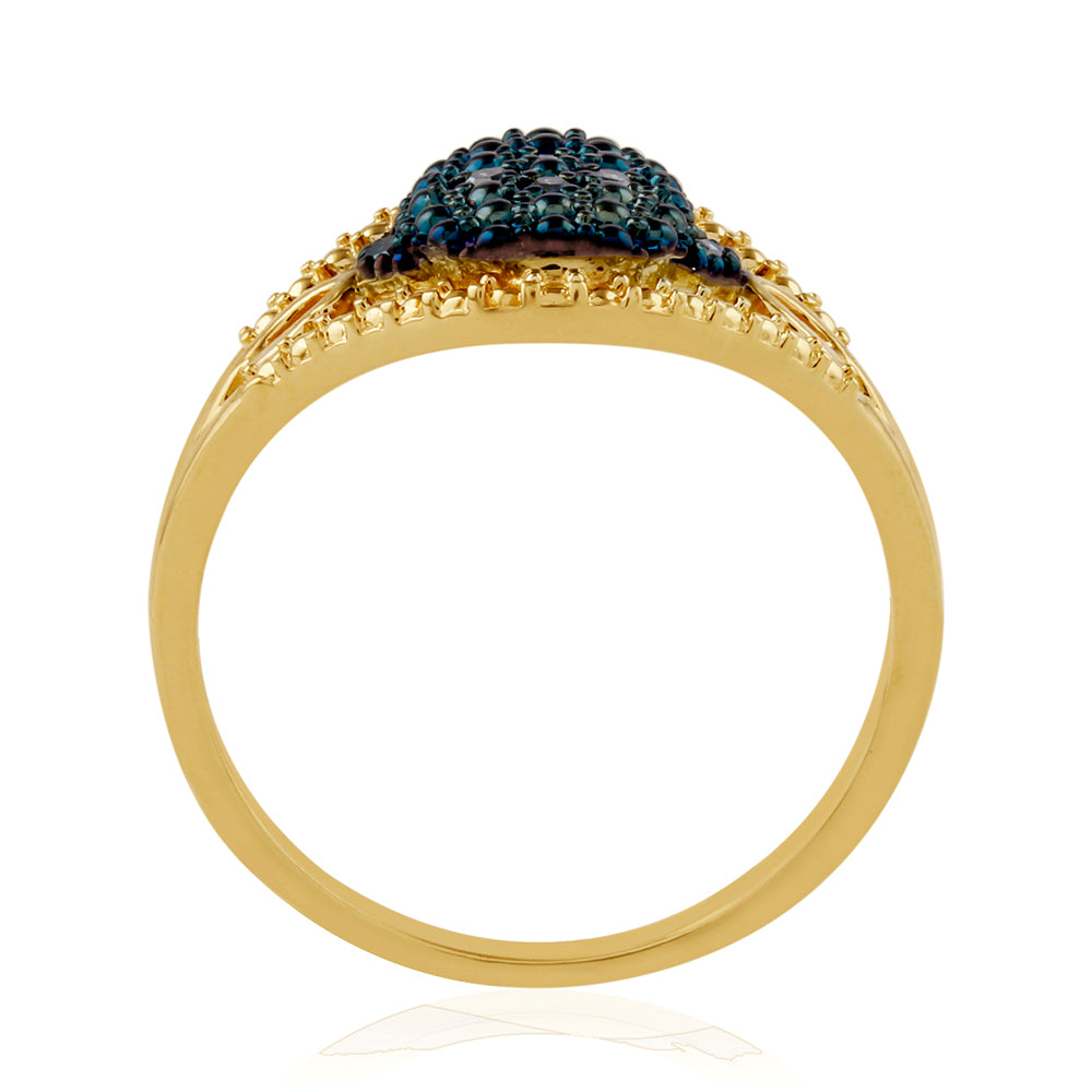 Pozlátený Strieborný Prsteň s Modrým Diamantom