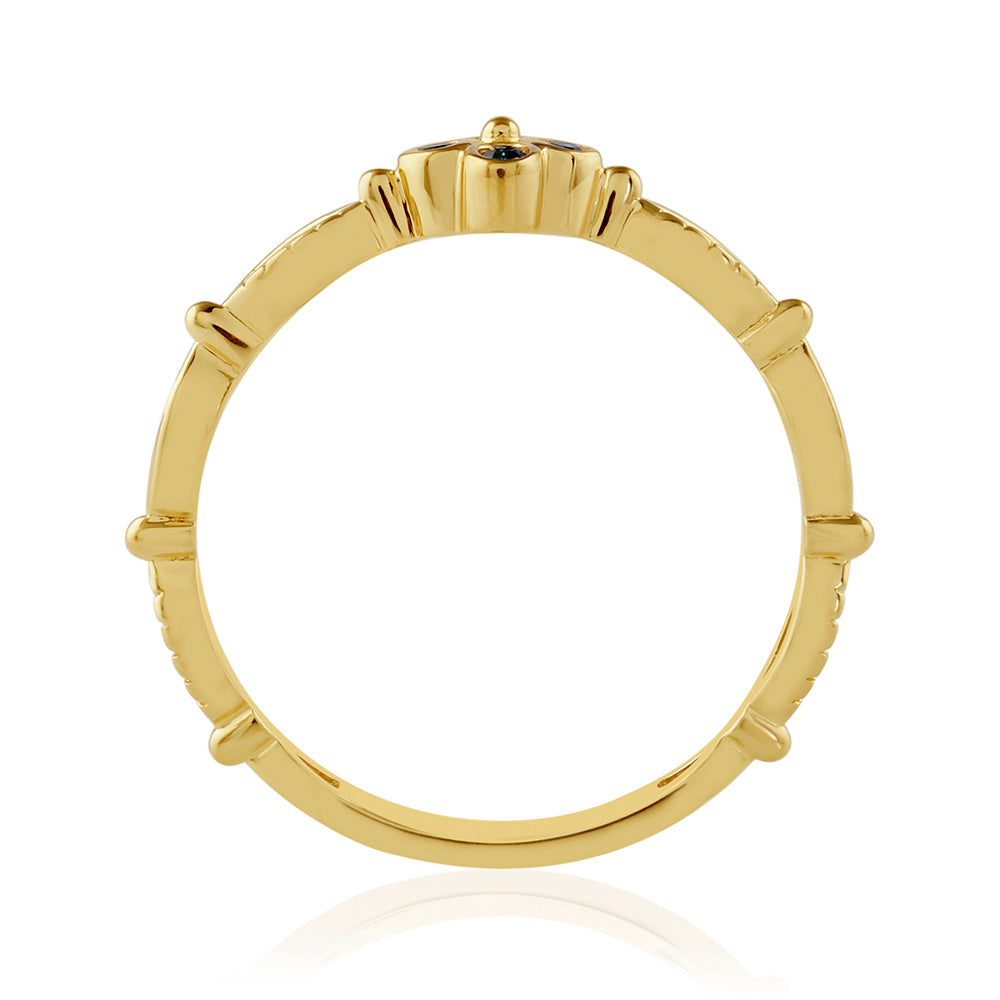 Pozlátený Strieborný Prsteň s Modrým Diamantom