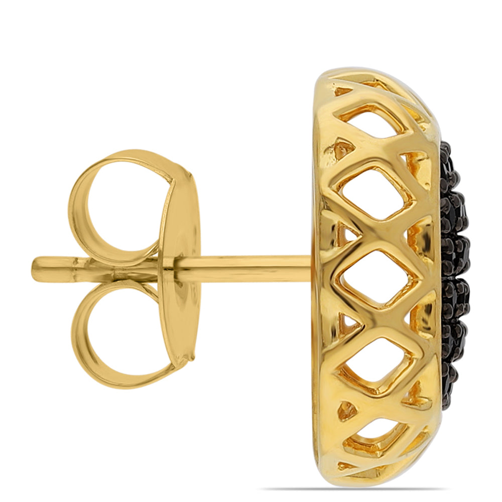 Pozlátené Strieborné Náušnice s Čiernym Spinelom