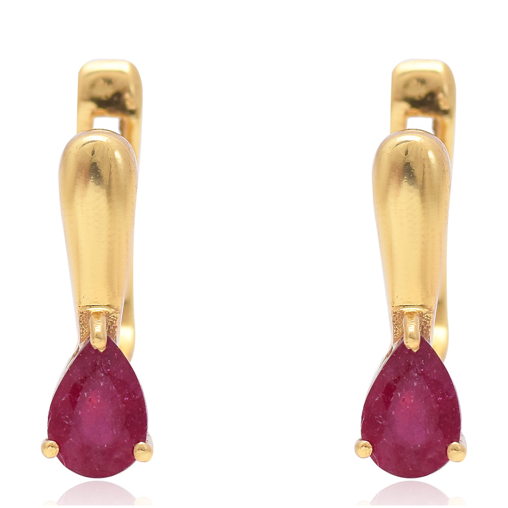 Pozlátené Strieborné Náušnice s Madagaskarským Rubínom