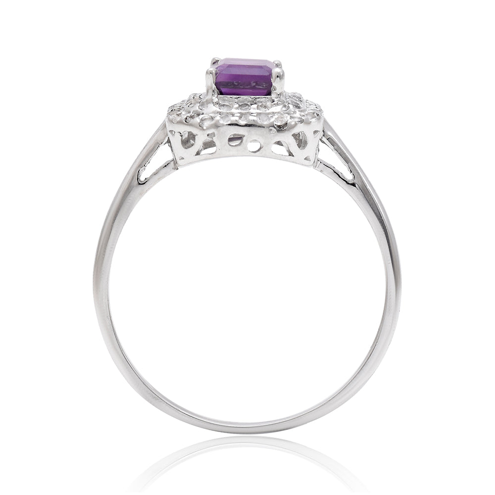 Strieborný Prsteň s Marockým Ametystom a Bielym Topásom