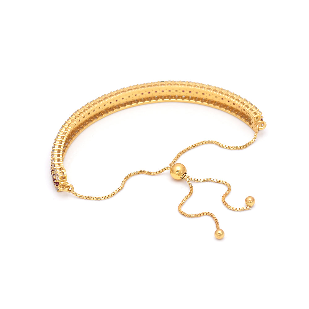 Pozlátený Strieborný Náramok s Madagaskarským Rubínom a Bielym Topásom