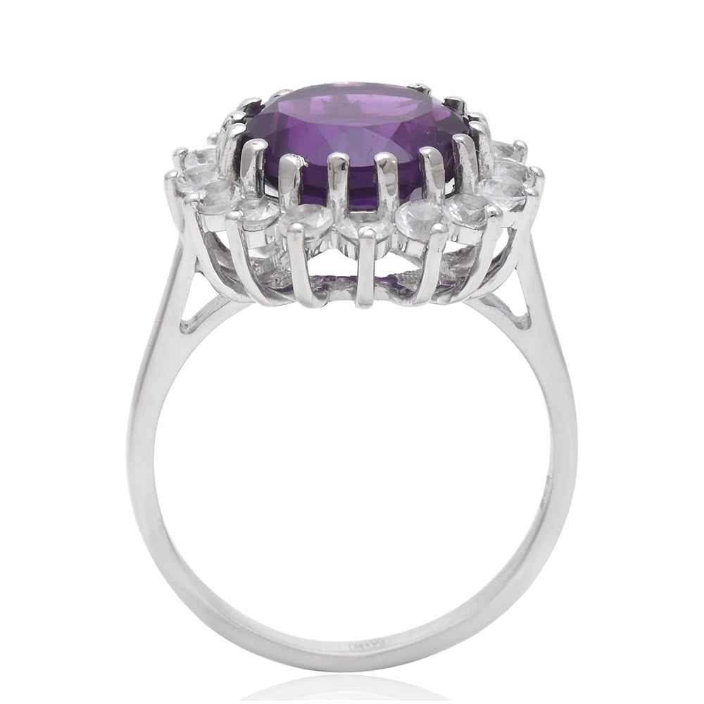 Strieborný Prsteň s Marockým Ametystom a Bielym Topásom