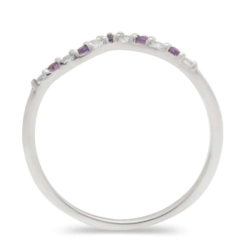 Strieborný Prsteň s Brazílskym Ametystom a Bielym Topásom