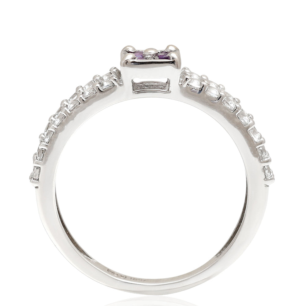 Strieborný Prsteň s Brazílskym Ametystom a Bielym Topásom