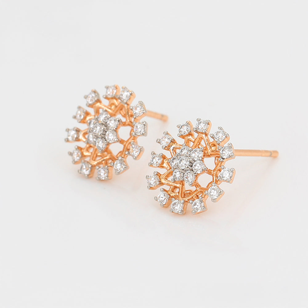 Pozlátené Zliatinové Náušnice s Bielym Emporia® Krištáľom