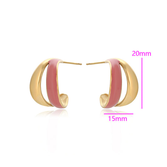 Pozlátené Zliatinové Náušnice s so Smaltom