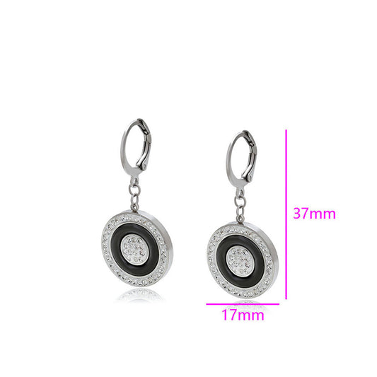 Pozlátené Zliatinové Náušnice s Bielym Emporia® Krištáľom a Čiernym Emporia® Krištáľom