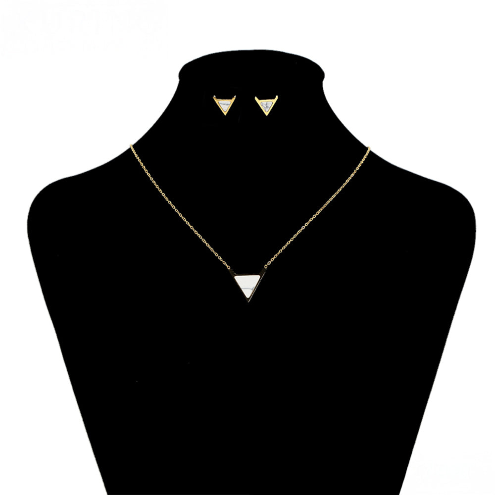 Pozlátené Zliatinové Sada s Bielym Emporia® Krištáľom ( Náhrdelník+Náušnice )