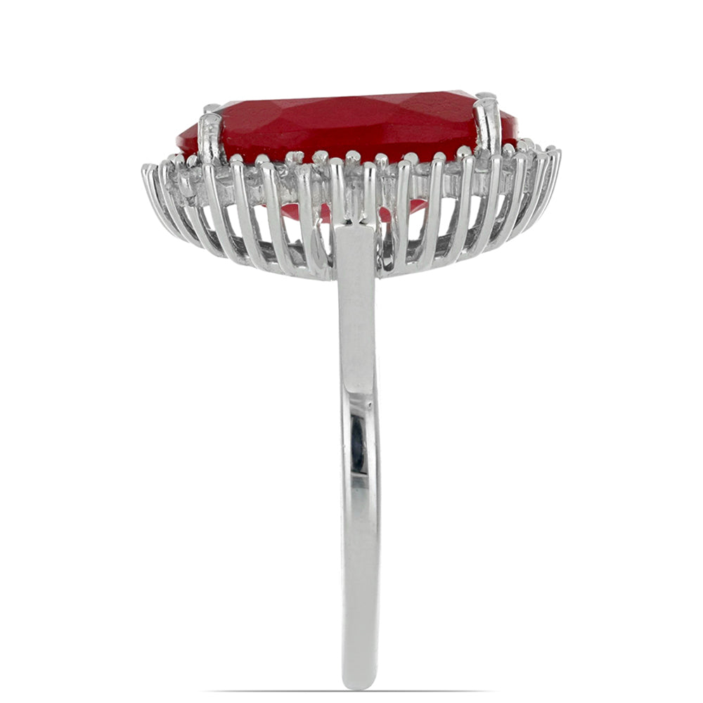 Strieborný Prsteň s Madagaskarským Rubínom a Bielym Topásom