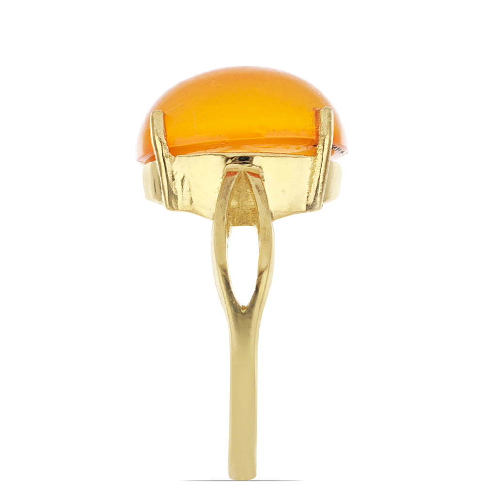 Pozlátený Strieborný Prsteň s Karneolom z Tagebau