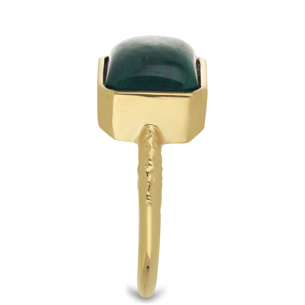 Pozlátený Strieborný Prsteň s Malachitom