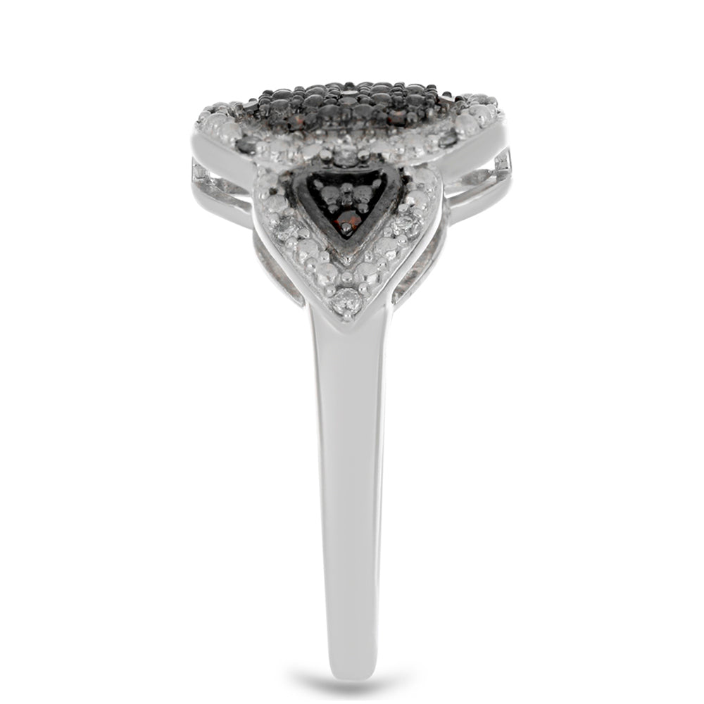 Strieborný Prsteň s Červeným Diamantom a Bielym Diamantom