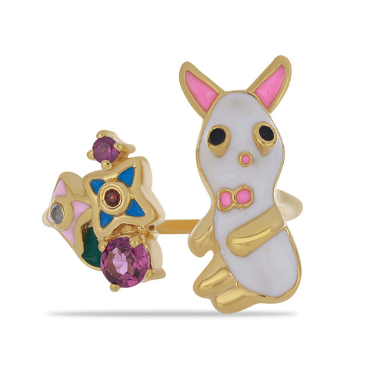 Pozlátený Strieborný Prsteň s so Smaltom a Bartonským Granátom