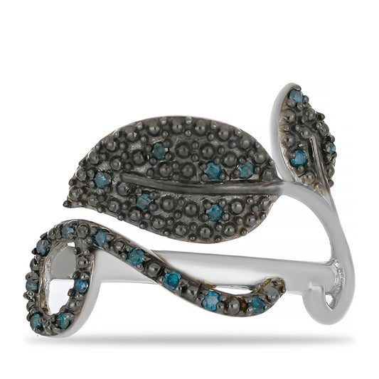 Strieborný Prsteň s Modrým Diamantom