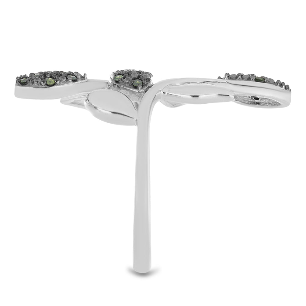 Strieborný Prsteň s so Zeleným Diamantom