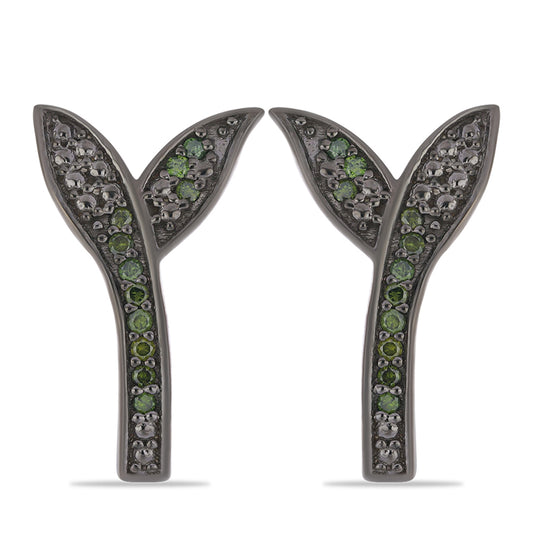 Strieborné Náušnice s so Zeleným Diamantom