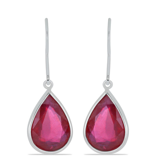 Strieborné Náušnice s Madagaskarským Rubínom