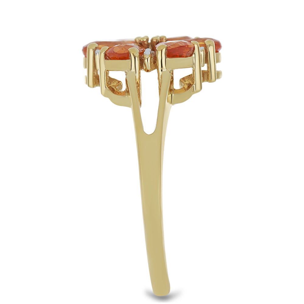 Zlatý Prsteň s Cejlónskym oranžovým zafírom a Prírodným Bielým Zirkonom