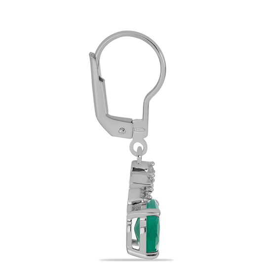 Strieborné Náušnice s Brazílskym Smaragdom a Bielym Topásom