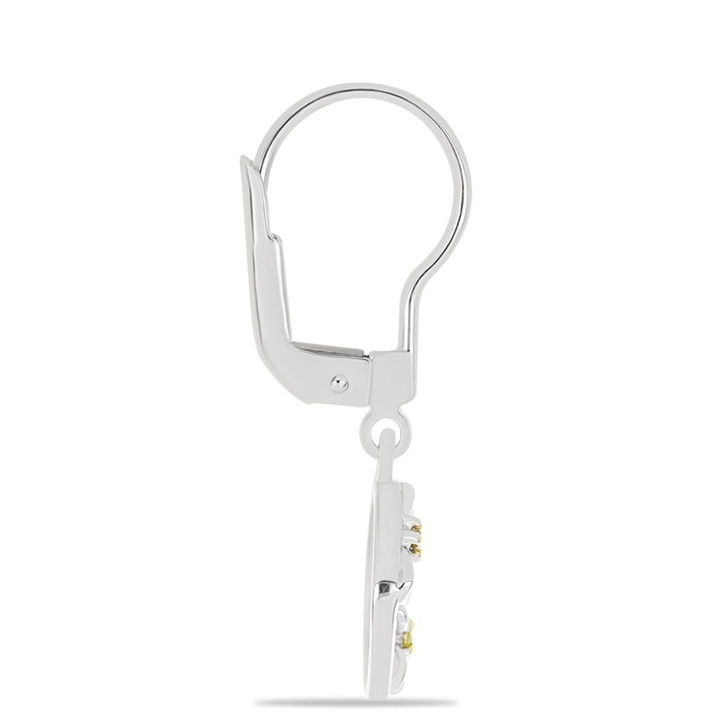 Strieborné Náušnice s so Žltým Diamantom