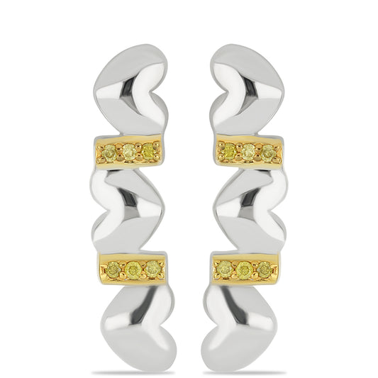 Strieborné Náušnice s so Žltým Diamantom