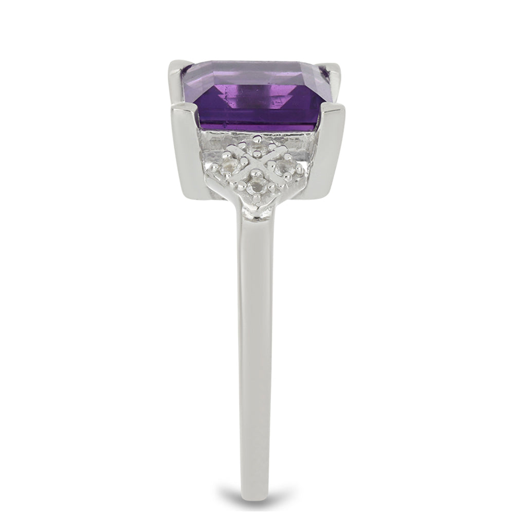 Strieborný Prsteň s Ametystom z Vera Cruz a Bielym Topásom