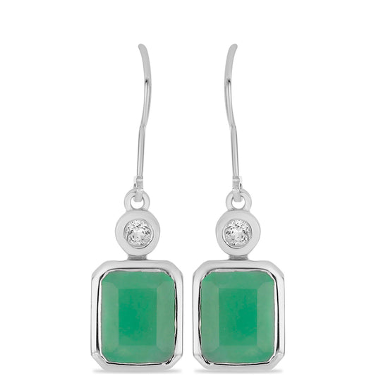 Strieborné Náušnice s Brazílskym Smaragdom a Bielym Topásom