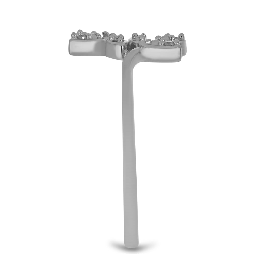 Strieborný Prsteň s Bielym Diamantom