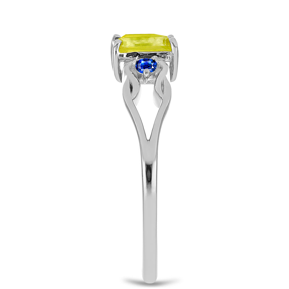 Strieborný Prsteň s so Žltým Zafírom a Austrálskym Modrým Zafírom