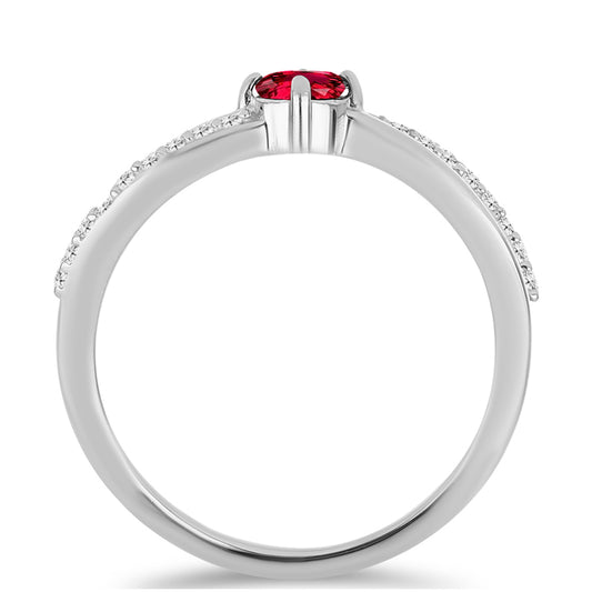 Strieborný Prsteň s Rubellitom z Cruzeira a Bielym Topásom