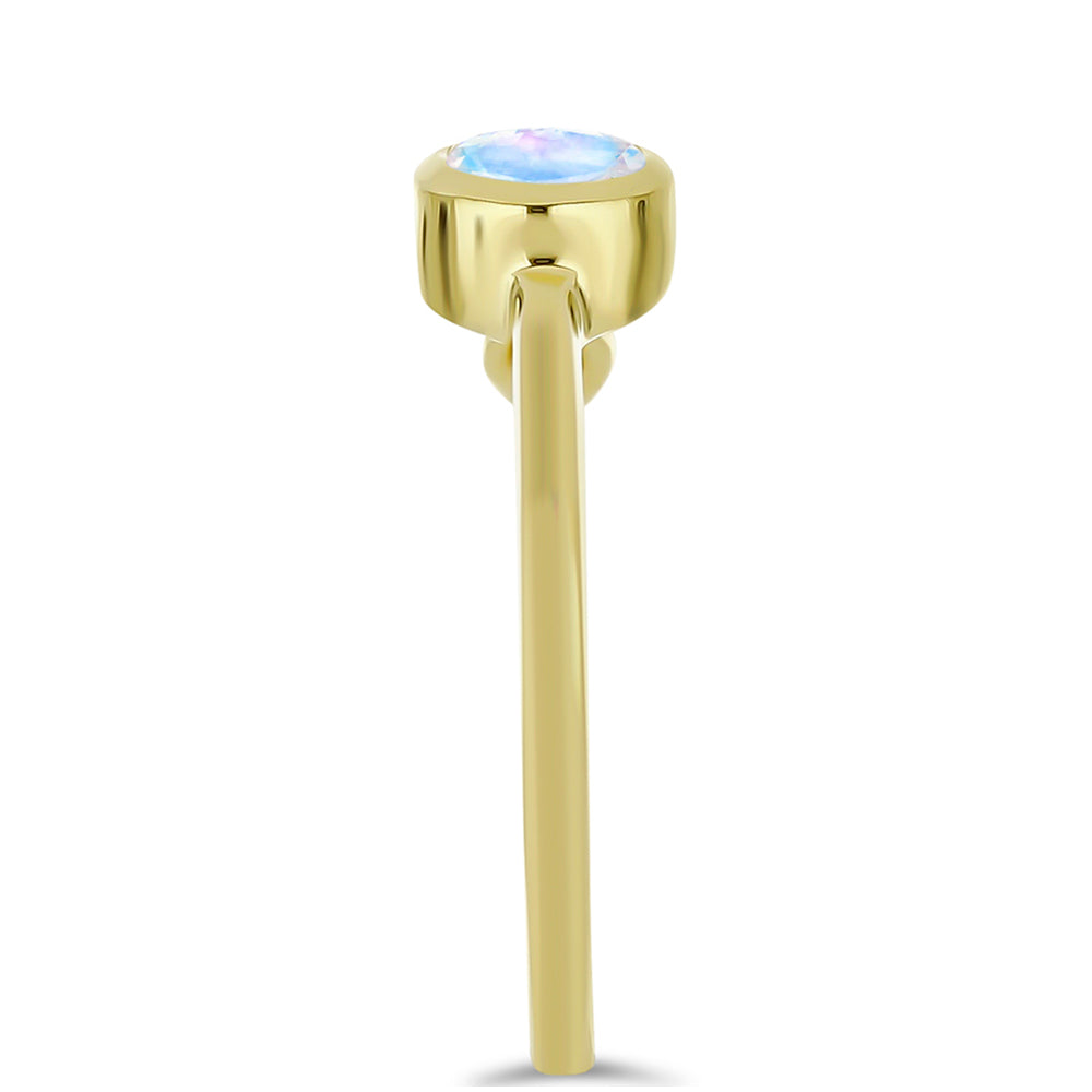 Pozlátený Strieborný Prsteň s Dúhovým Mesačným Kameňom a Bielym Topásom