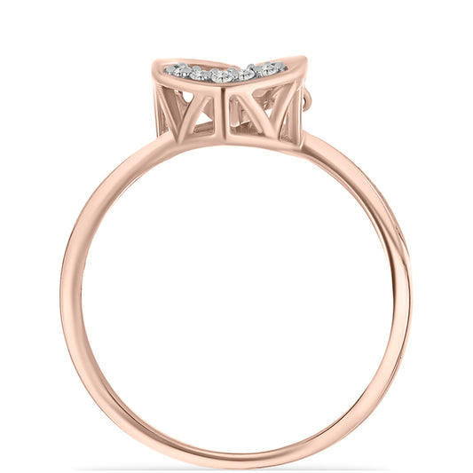 Ružovým Zlatom Pozlátený Strieborný Prsteň s Ružový Tancujúcim Diamantom a Bielym Topásom