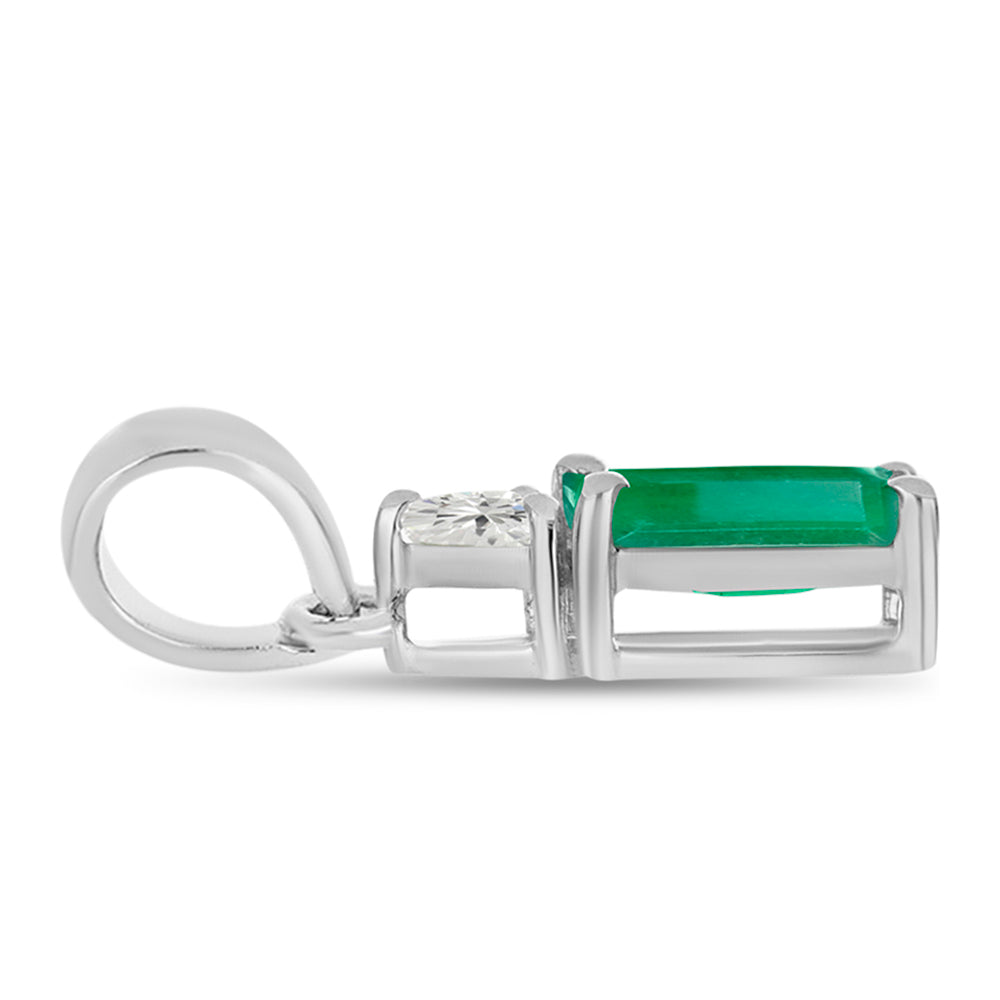 Strieborný Prívesok s Brazílskym Smaragdom a Bielym Topásom
