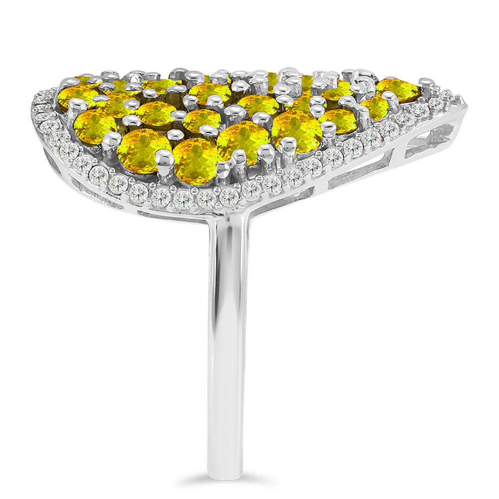 Strieborný Prsteň s Uralským Citrínom a Bielym Topásom